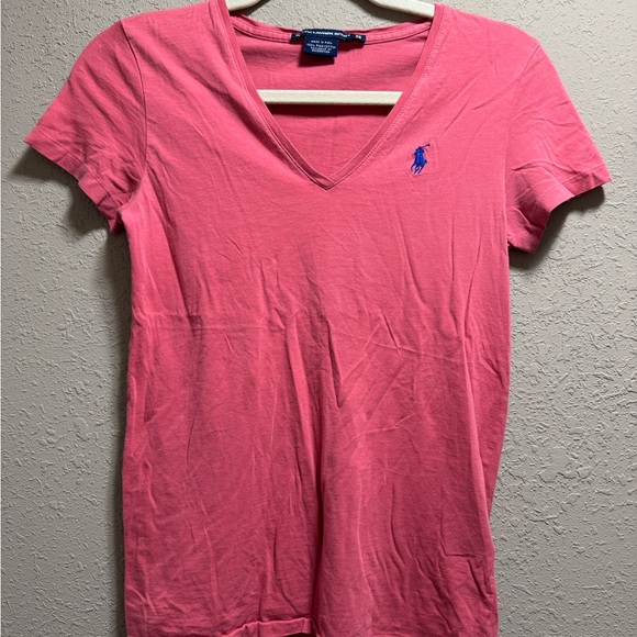 Ralph Lauren Coral V-Neck Tee - Picture 1 of 4